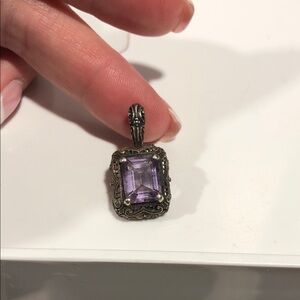 Vintage-Style Purple Gemstone Pendant Necklace - Women Jewelry